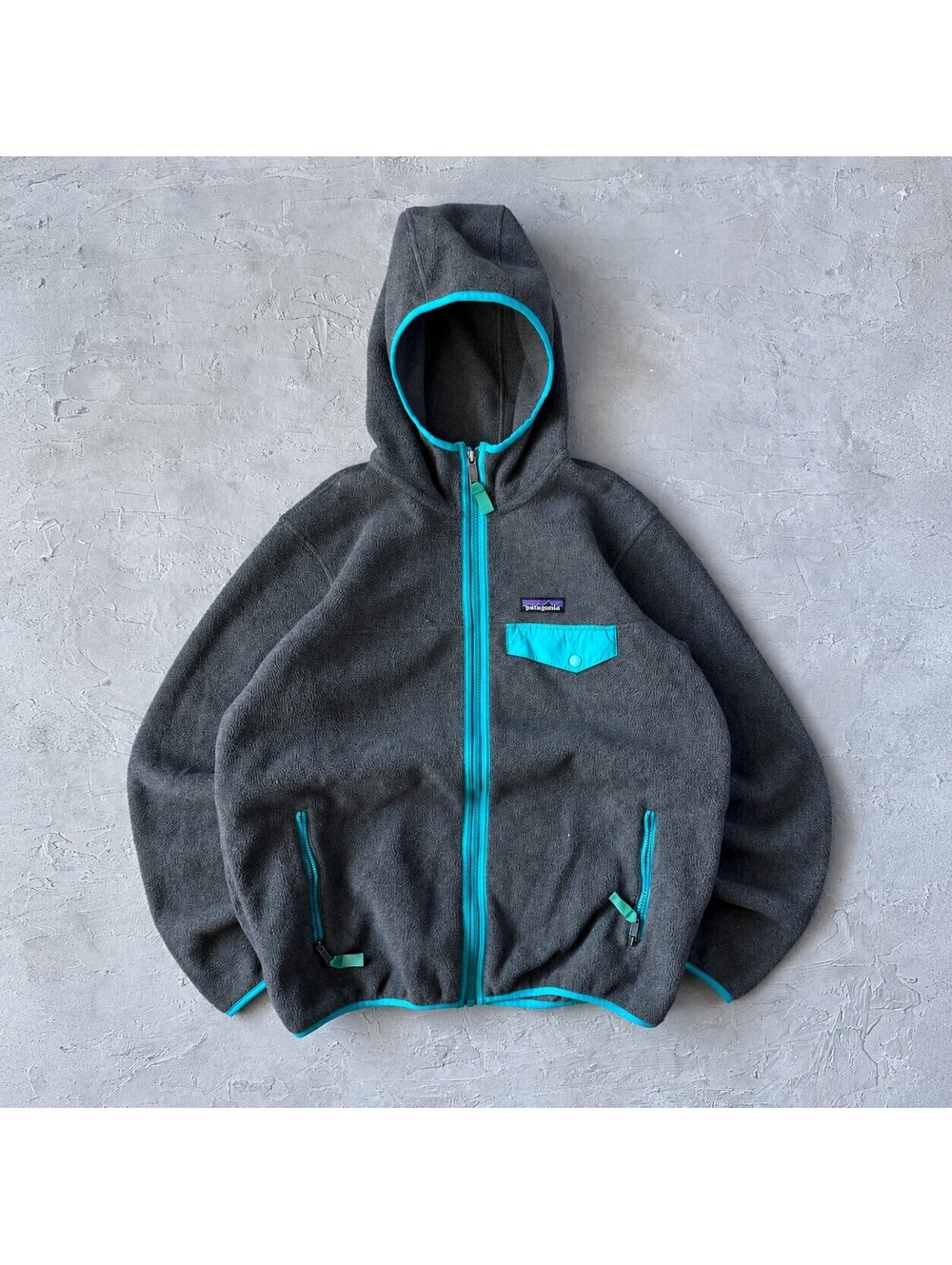 Patagonia Synchilla Hooded Gray Blue Full Zip Fleece Jacket M